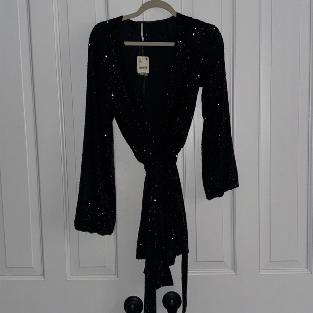 Free People Christa Black Sequin Jumpsuit - Picture 3 of 5